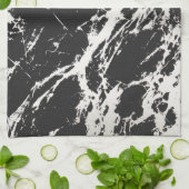 Modern Uniek Zwart Wit Marmeren Steen Patroon Theedoek (Gevouwen)
