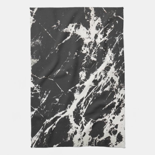 Modern Uniek Zwart Wit Marmeren Steen Patroon Theedoek (Verticaal)