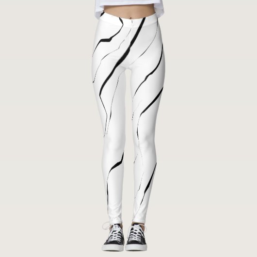 Modern uniek zwart wit marmerpatroon leggings (Voorkant)
