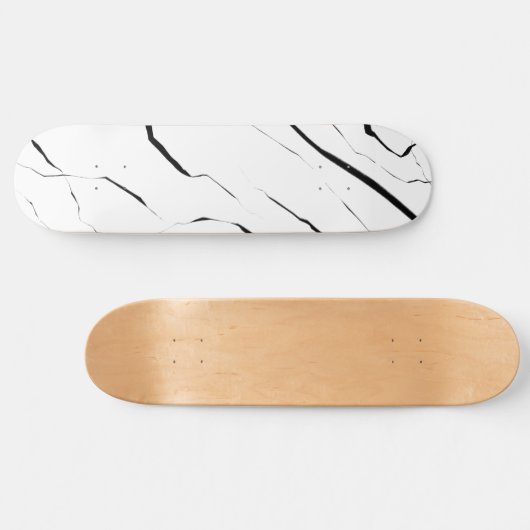 Modern uniek zwart wit marmerpatroon persoonlijk skateboard (Horizontaal)