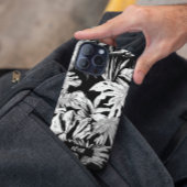 Modern Uniek Zwart-Wit Tropisch Blad Custom Case-Mate iPhone Case