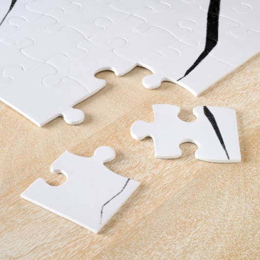 Modern Unique Black White Marble Family Legpuzzel (Zijkant)