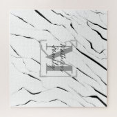 Modern Unique Black White Marble Family Legpuzzel (Horizontaal)