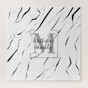 Modern Unique Black White Marble Family Legpuzzel