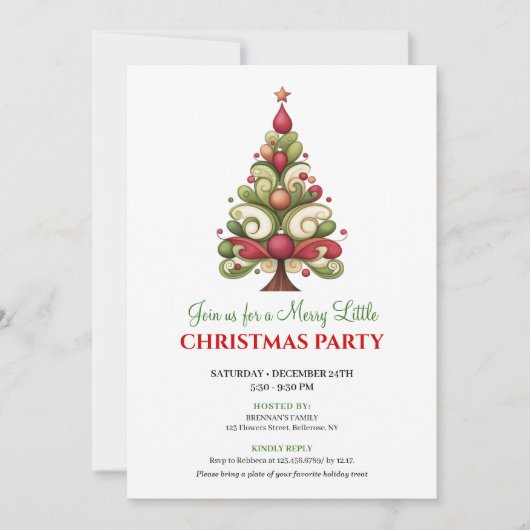 Modern unique Christmas tree holiday party invite Kaart (Voorkant)