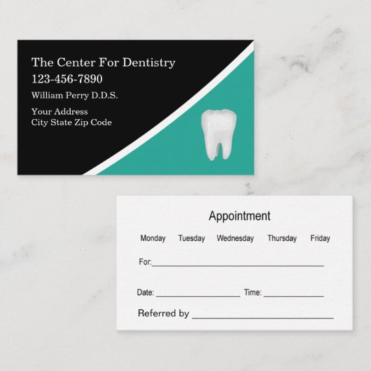 Modern Unique Dentist Appointment Business Cards Visitekaartje (Voorkant / Achterkant)