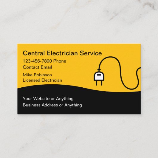Modern Unique Electrician Business Cards Visitekaartje (Voorkant)
