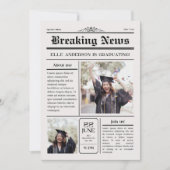 Modern Unique Fun Photo Krant Afstuderen Kaart (Voorkant)