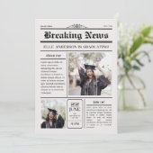 Modern Unique Fun Photo Krant Afstuderen Kaart (Staand voorkant)