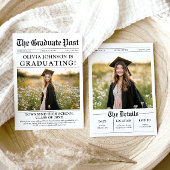 Modern Unique Fun Photo Krant Afstuderen Kaart