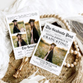 Modern Unique Fun Photo Krant Afstuderen Kaart