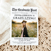 Modern Unique Fun Photo Krant Afstuderen Kaart