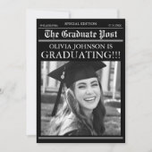 Modern Unique Fun Photo Newspaper Graduation Kaart (Voorkant)
