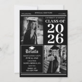 Modern Unique Fun Photo Newspaper Graduation Kaart (Achterkant)