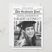 Modern Unique Fun Photo Newspaper Graduation Kaart (Voorkant)