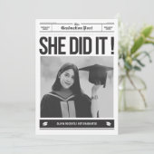Modern unique funny photo newspaper graduation aankondiging (Staand voorkant)