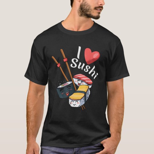 Modern Unique Japanese Sushi Sashimi Soy I Love Su T-shirt (Voorkant)