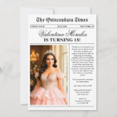Modern Unique Newspaper Photo Quinceanera Kaart (Voorkant)