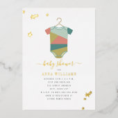 Modern Unisex Bodysuit Baby shower Folie Uitnodiging (Voorkant)