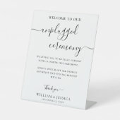 Modern Unplugged Ceremonie Bruiloft Reclamebord Met Voetstuk (Voorkant)