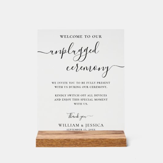 Modern Unplugged Ceremony Wedding Acryl Bord (Voorkant)