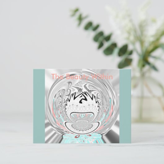 Modern Urban Ash Grey Flora Abstracte Patroon Kuns Briefkaart (Staand voorkant)