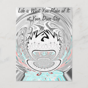 Modern Urban Ash Grey Flora Abstracte Patroon Kuns Briefkaart