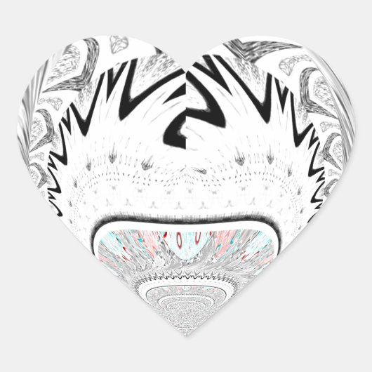 Modern Urban Ash Grey Flora Abstracte Patroon Kuns Hart Sticker (Voorkant)