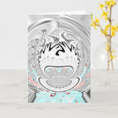 Modern Urban Ash Grey Flora Abstracte Patroon Kuns Kaart (Gele Bloem)