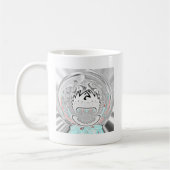 Modern Urban Ash Grey Flora Abstracte Patroon Kuns Koffiemok (Links)