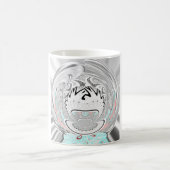 Modern Urban Ash Grey Flora Abstracte Patroon Kuns Koffiemok (Center)