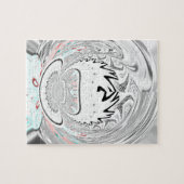 Modern Urban Ash Grey Flora Abstracte Patroon Kuns Legpuzzel (Horizontaal)