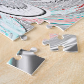 Modern Urban Ash Grey Flora Abstracte Patroon Kuns Legpuzzel (Zijkant)