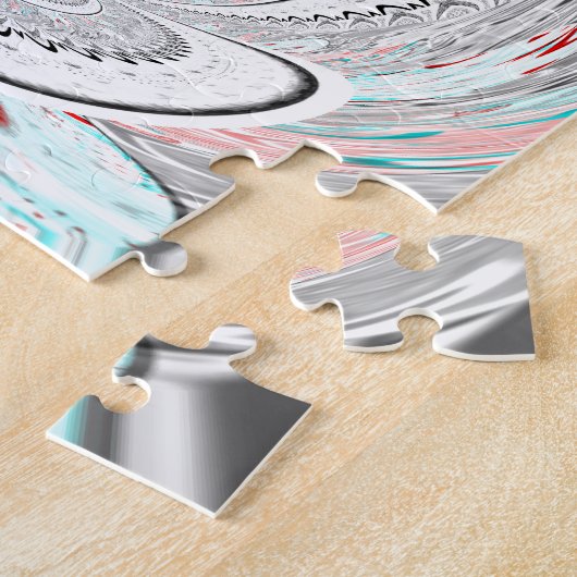 Modern Urban Ash Grey Flora Abstracte Patroon Kuns Legpuzzel (Zijkant)