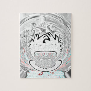 Modern Urban Ash Grey Flora Abstracte Patroon Kuns Legpuzzel