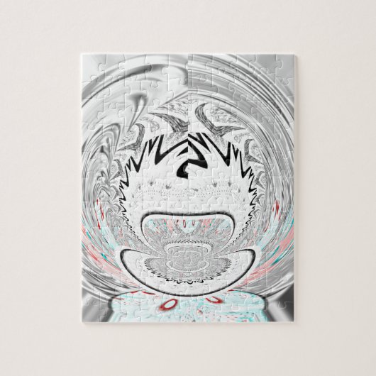 Modern Urban Ash Grey Flora Abstracte Patroon Kuns Legpuzzel (Verticaal)