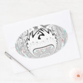 Modern Urban Ash Grey Flora Abstracte Patroon Kuns Ovale Sticker (Envelop)