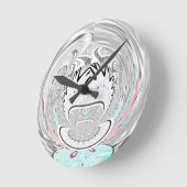 Modern Urban Ash Grey Flora Abstracte Patroon Kuns Ronde Klok (Hoek)