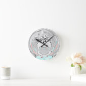 Modern Urban Ash Grey Flora Abstracte Patroon Kuns Ronde Klok (Huis)