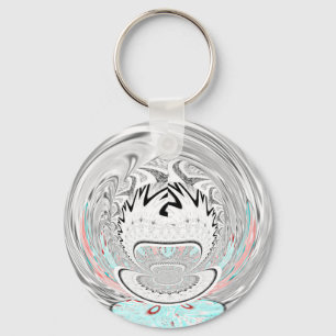 Modern Urban Ash Grey Flora Abstracte Patroon Kuns Sleutelhanger