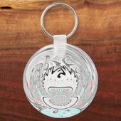 Modern Urban Ash Grey Flora Abstracte Patroon Kuns Sleutelhanger (Voorkant)