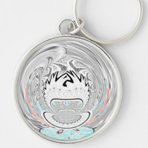 Modern Urban Ash Grey Flora Abstracte Patroon Kuns Sleutelhanger