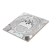 Modern Urban Ash Grey Flora Abstracte Patroon Kuns Tegeltje (Zijkant)