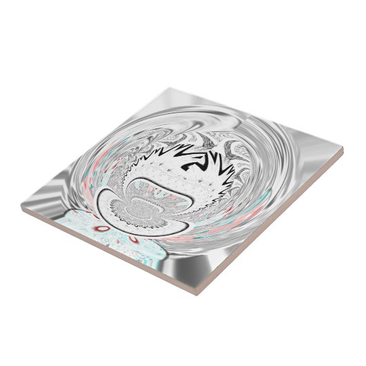 Modern Urban Ash Grey Flora Abstracte Patroon Kuns Tegeltje (Zijkant)