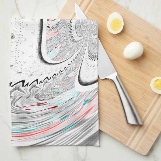 Modern Urban Ash Grey Flora Abstracte Patroon Kuns Theedoek (Quarter Fold)