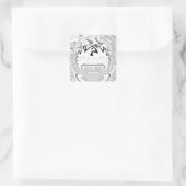 Modern Urban Ash Grey Flora Abstracte Patroon Kuns Vierkante Sticker (Tas)