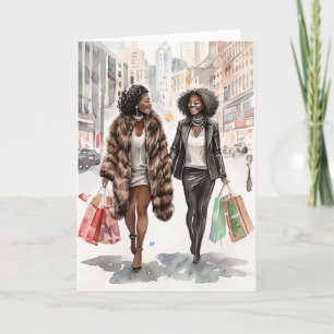 Modern Urban Black Vrouwen Kerst Kaart