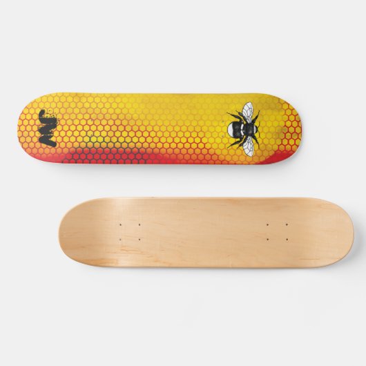 Modern Urban Bumble Bee Monogram Persoonlijk Skateboard (Horizontaal)