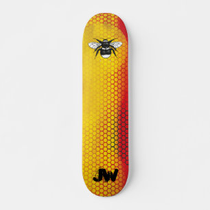 Modern Urban Bumble Bee Monogram Persoonlijk Skateboard