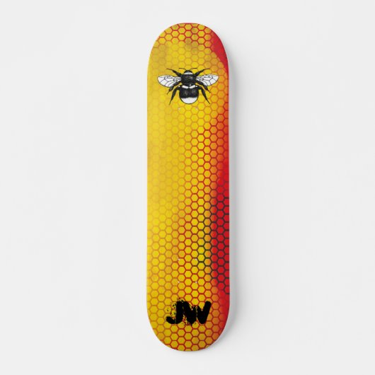 Modern Urban Bumble Bee Monogram Persoonlijk Skateboard (Voorkant)